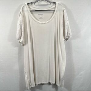 Torrid Eyelet Puff Sleeve Classic Fit Super Soft Scoop Blouse 0820